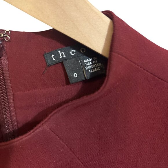 Theory Jasneah Admiral Crepe Mini Dress 0 Red Short Sleeve Hidden Back Zipper - Picture 3 of 6
